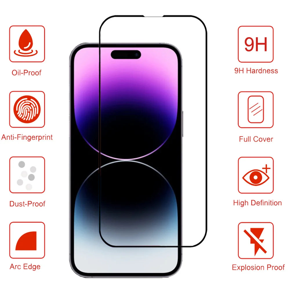 Protector Pantalla for 16 15 14 13 12 11 Pro Max Tempered Glass 15 Pro Max Screen Protector 13 Mini Cristal Templado 14 plus Front Film 15 Promax Original Phone Film & Camera Protectors