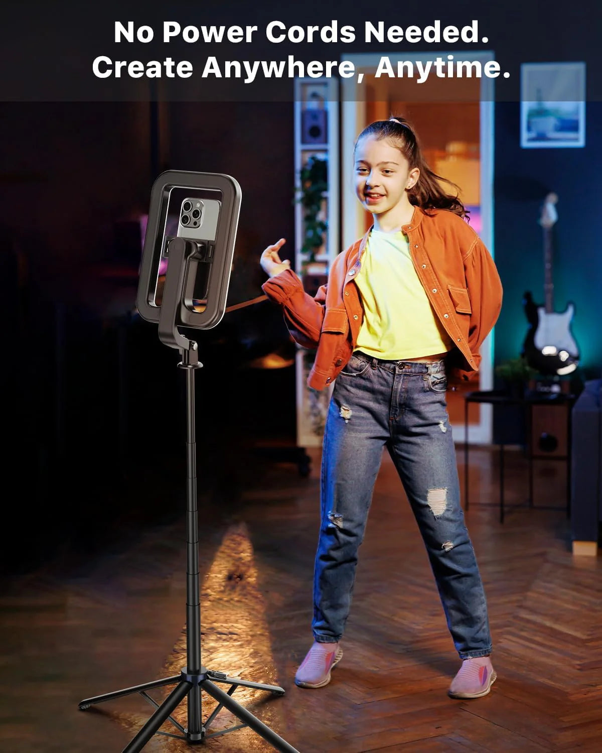 LIMITED TIME 50% OFF!!! Selfie Ring Light with 72" Tripod Stand - Extendable Selfie Stick with Light for Phone, Live Streaming, Makeup, Travel, Gaming, Video, Includes Phone Holder& USB-C Powered - 1-Year Warranty