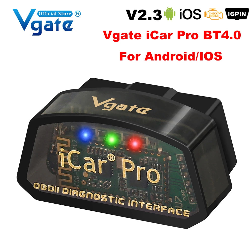 Icar Pro ELM327 V2.3 OBD-II Car Diagnostic Tool with WiFi and Bluetooth 4.0 Compatibility for Android/iOS and BT 3.0 for Android OBD-II Scanner