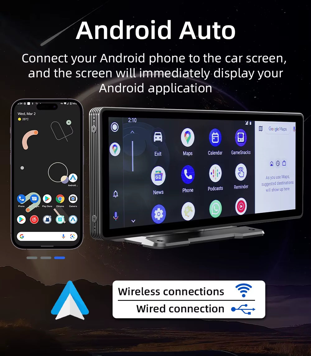 10.26-Inch Portable Car MP5 Player with Mirrorlink, Wireless CarPlay, Android Auto, Bluetooth, TF, USB, DVR, and Rearview for Universal Compatibility