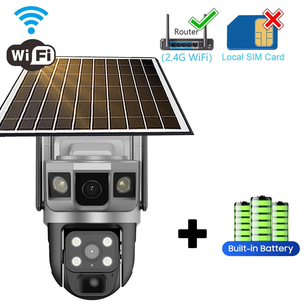 CCTV Camera Wifi Solar Cameras 12MP HD Night Vision Outdoor 360 Baby Monitor IP Wireless 4G LTE Security Surveillance Camera