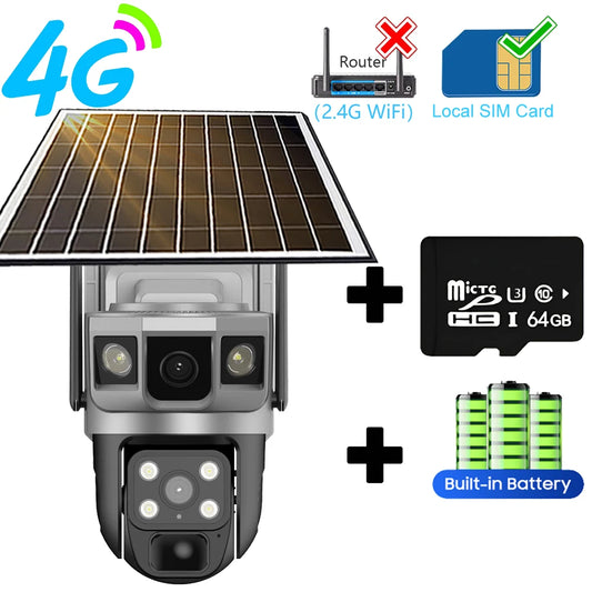 CCTV Camera Wifi Solar Cameras 12MP HD Night Vision Outdoor 360 Baby Monitor IP Wireless 4G LTE Security Surveillance Camera