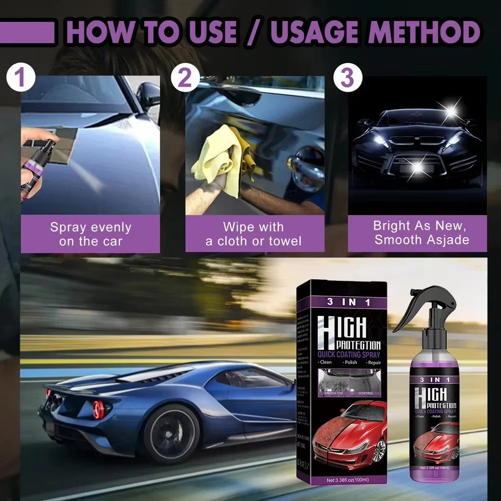 3 in 1 Car Ceramic Coating Spray Auto Nano Ceramic Coating Car Exterior Scratch Restorer Ceramic Spray Coating