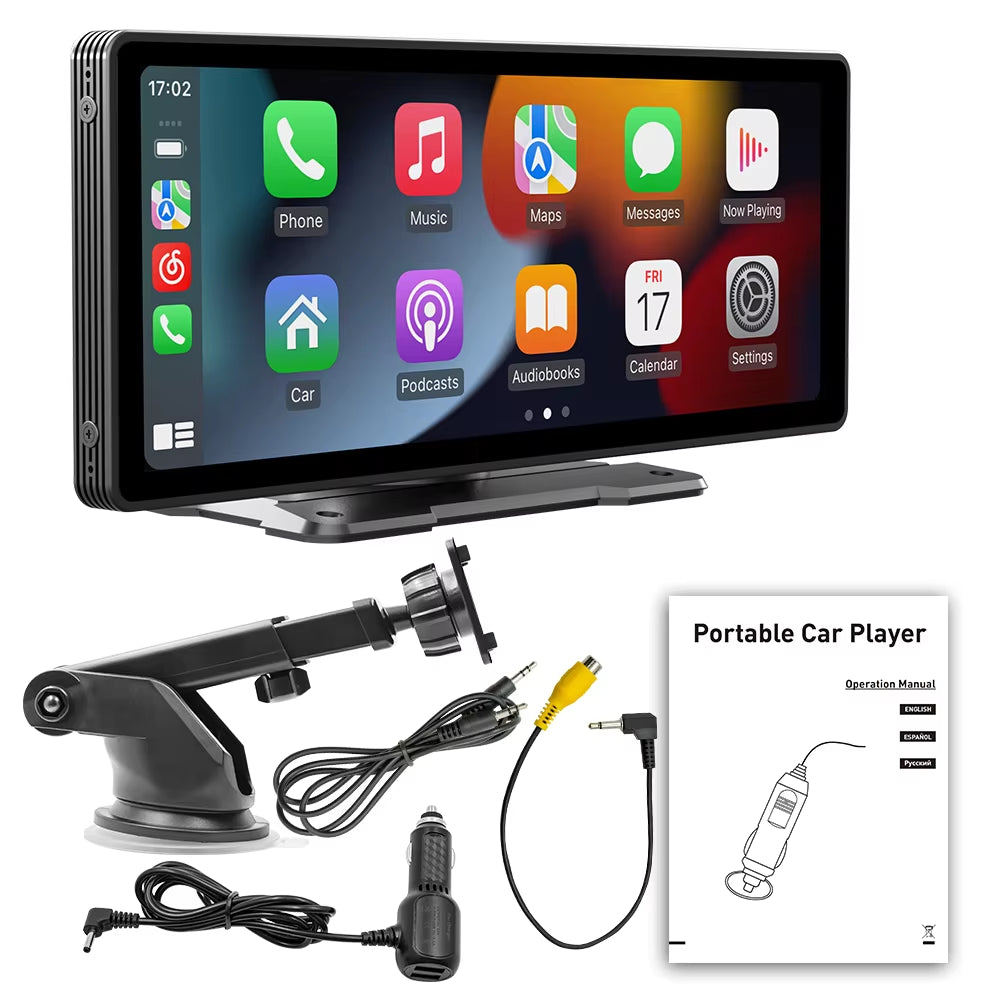10.26-Inch Portable Car MP5 Player with Mirrorlink, Wireless CarPlay, Android Auto, Bluetooth, TF, USB, DVR, and Rearview for Universal Compatibility