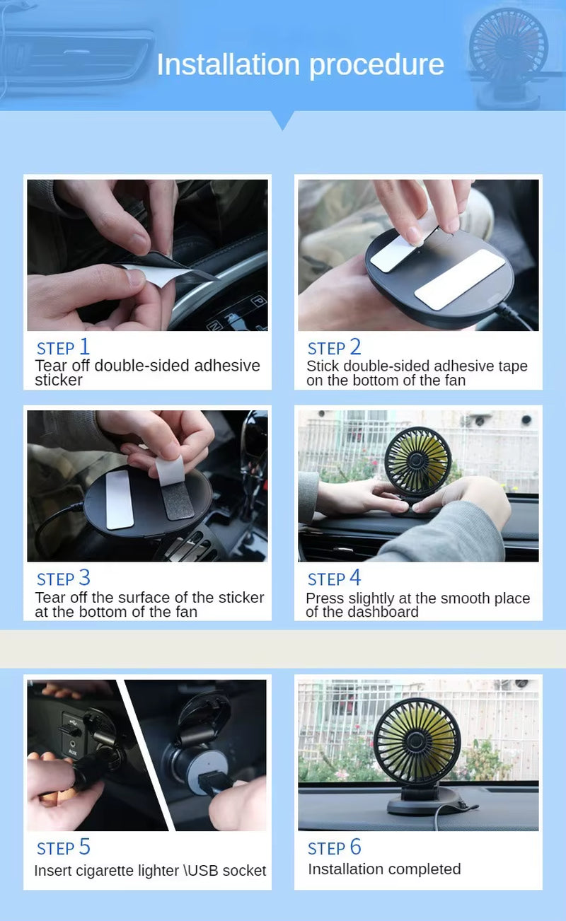 Car Fan Single Head Fan 360° Adjustable Cooling Fan Car Electrical Appliances with Cigarette Lighter Plug for Car Truck SUV RV