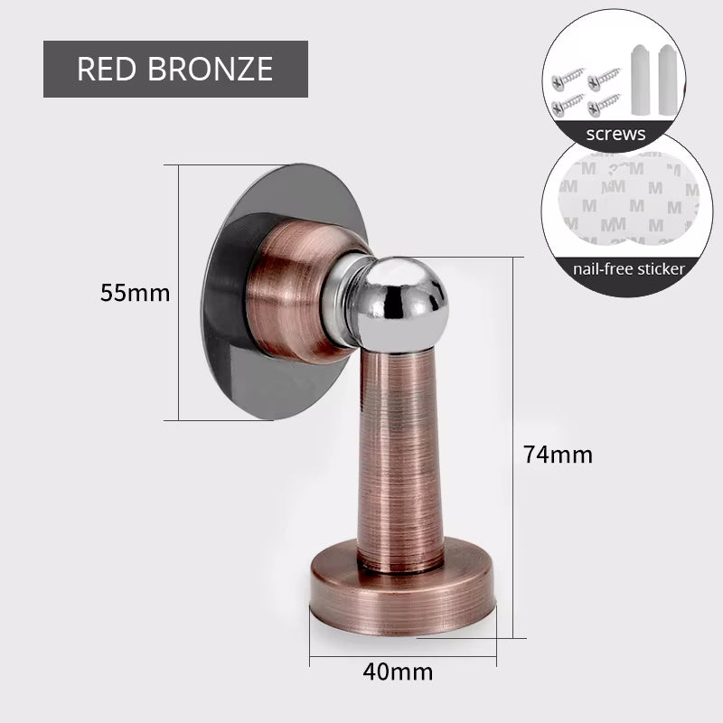 Stainless Steel Magnetic Doorstop Non-Punch Wind-Proof Door Stopper Wall Mounted Floor Mounted Door Holder Door Hardware