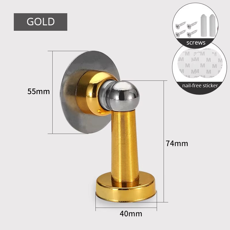 Stainless Steel Magnetic Doorstop Non-Punch Wind-Proof Door Stopper Wall Mounted Floor Mounted Door Holder Door Hardware