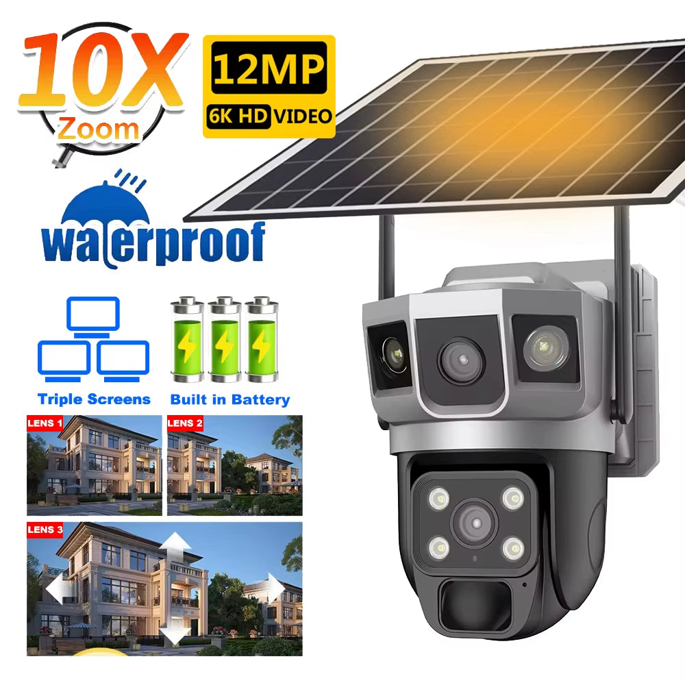 CCTV Camera Wifi Solar Cameras 12MP HD Night Vision Outdoor 360 Baby Monitor IP Wireless 4G LTE Security Surveillance Camera