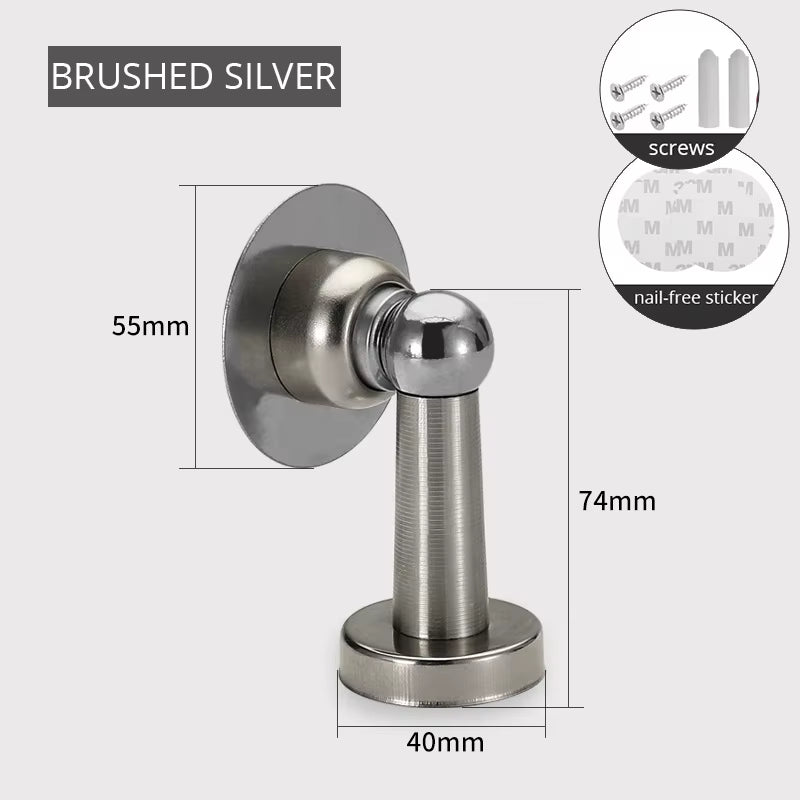 Stainless Steel Magnetic Doorstop Non-Punch Wind-Proof Door Stopper Wall Mounted Floor Mounted Door Holder Door Hardware
