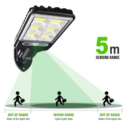 Solar Outdoor Led Courtyard Wall Lamp with 3 Mode Waterproof Motion Sensor Security Lighting Street Lights for Garden Patio Path