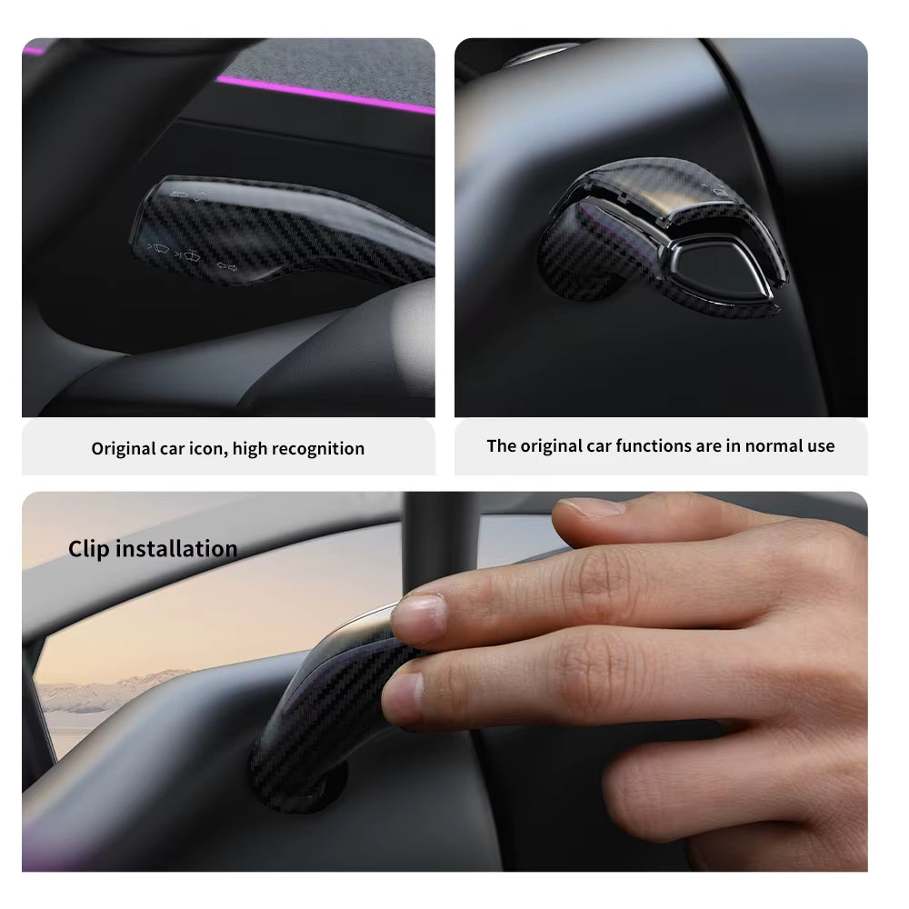 For Tesla Model 3 Model Y Full Package Trim Cover of Carbon Fiber Matte Finish on Wiper Lever for Tesla 2022/2023 Accessorie