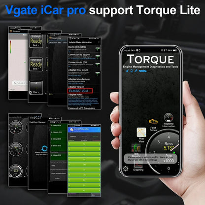 Icar Pro ELM327 V2.3 OBD-II Car Diagnostic Tool with WiFi and Bluetooth 4.0 Compatibility for Android/iOS and BT 3.0 for Android OBD-II Scanner