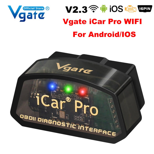 Icar Pro ELM327 V2.3 OBD-II Car Diagnostic Tool with WiFi and Bluetooth 4.0 Compatibility for Android/iOS and BT 3.0 for Android OBD-II Scanner