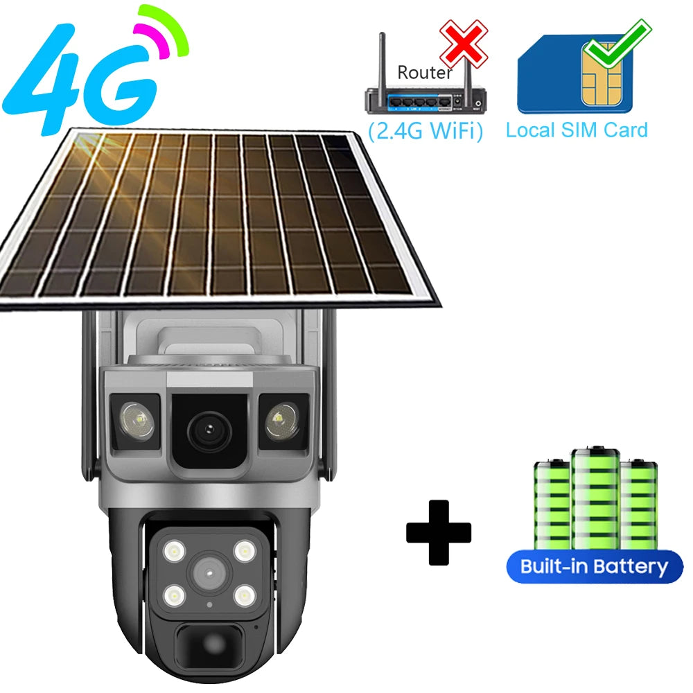 CCTV Camera Wifi Solar Cameras 12MP HD Night Vision Outdoor 360 Baby Monitor IP Wireless 4G LTE Security Surveillance Camera