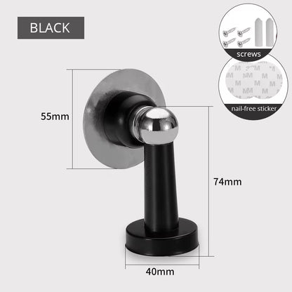 Stainless Steel Magnetic Doorstop Non-Punch Wind-Proof Door Stopper Wall Mounted Floor Mounted Door Holder Door Hardware