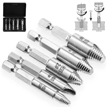 5Pcs Damaged Screw Extractor Drill Bit High Speed Steel Double Easily Take Out Side Drill Out Broken Screw Remover Bolt